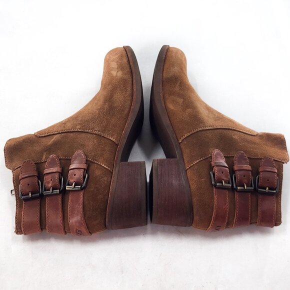 UGG Volta Suede Ankle Booties With Buckles Zip Tan Brown - Picture 8 of 12